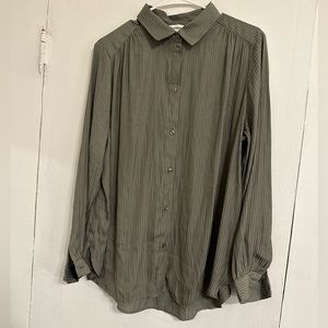H&M Green Striped Collared Shirt
